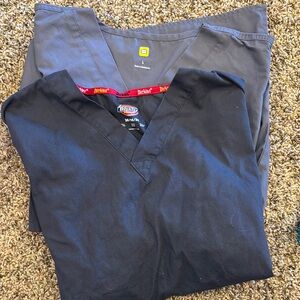 Dickies Gray and Gray V-Neck Scrub Tops